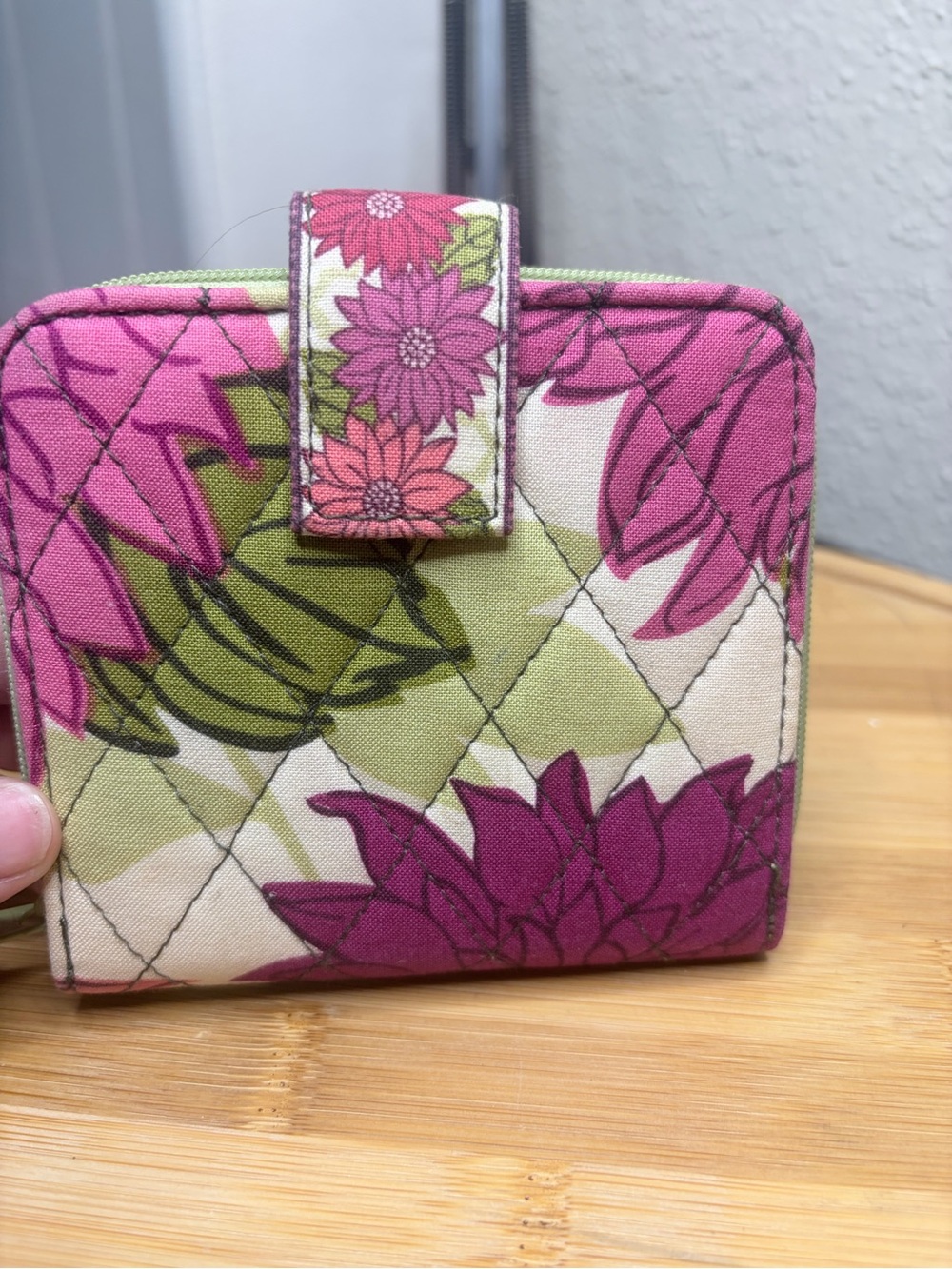 Vera Bradley Quilted Floral Pink & Green Wallet